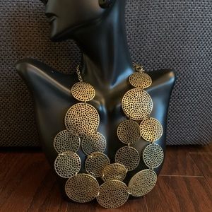 Gold Disc Bib Necklace